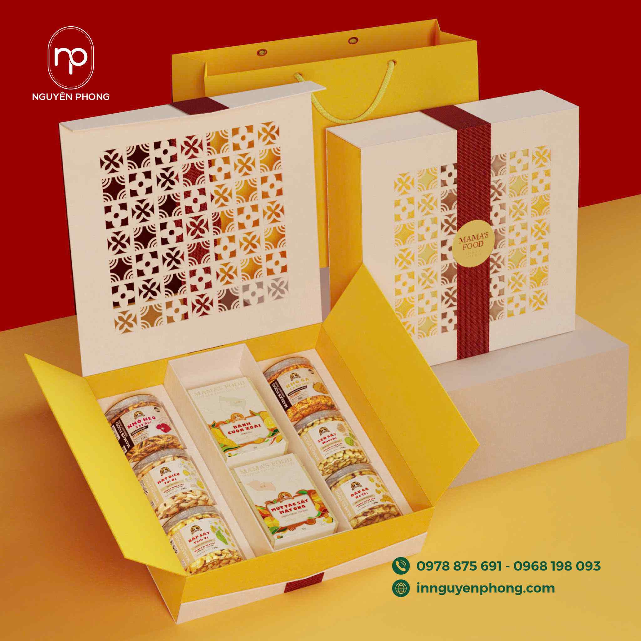 Mẫu hộp nam châm 2 cánh sang trọng làm quà tết 